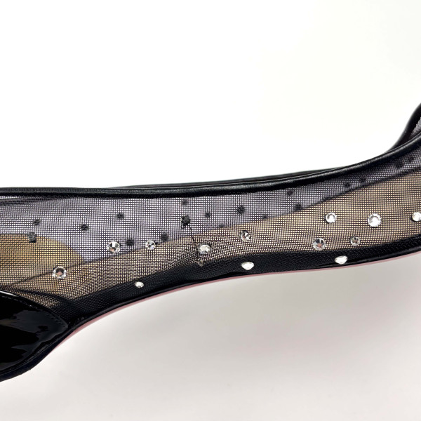 Christian Louboutin Christian Louboutin Black Mesh Follies Strass Pointed Toe Ballet Flats