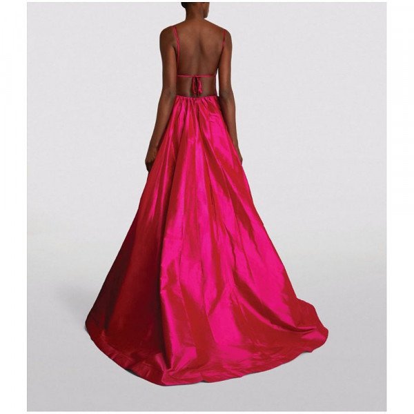 Jovani Silk Plunge-Neck Gown