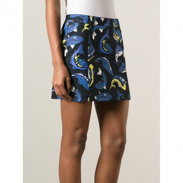 KENZO Fish Print Mini Skirt