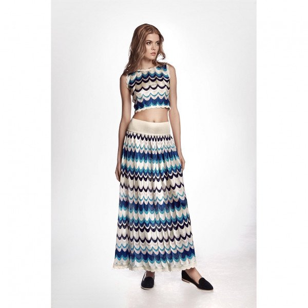 Rumour Wavy-Striped Maxi Skirt