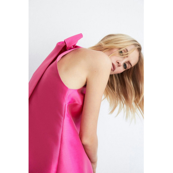 Warehouse Warehouse Satin Twill Bow Back A Line Dress