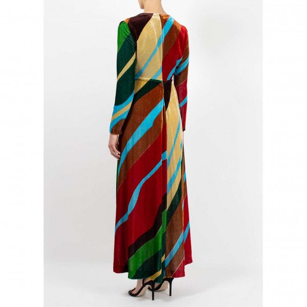 Dhela Printed Velvet Maxi Dress