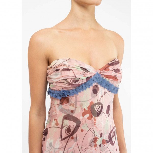 Vera Wang Patterned Strapless Dress