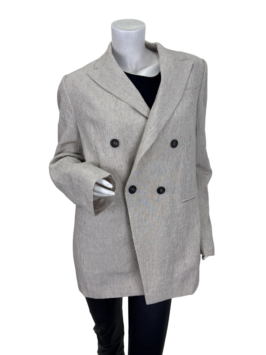 Brunello Cucinelli Double-Breasted Pinstripe Blazer