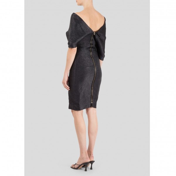 Victoria Beckham Off the Shoulder Draped Knee Length Dress
