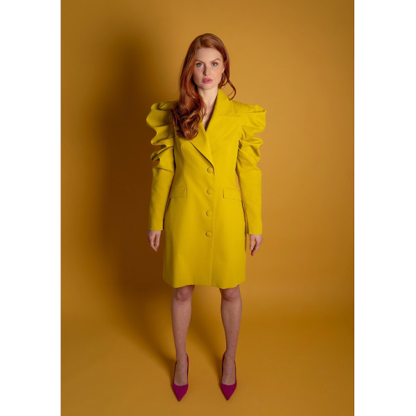 FEMPONIQ Draped Sleeved Tailored Blazer Dress