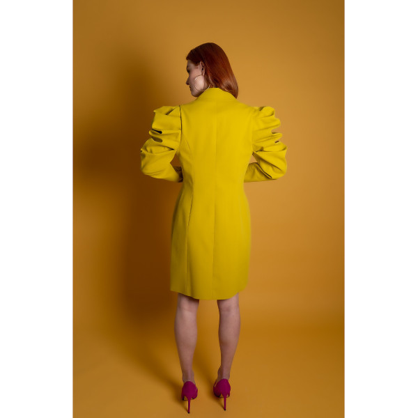 FEMPONIQ Draped Sleeved Tailored Blazer Dress