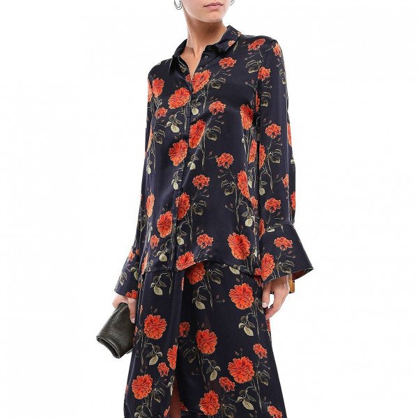 Mother of Pearl Floral Silk Blouse