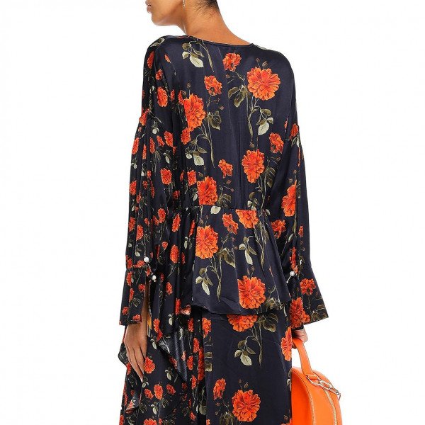 Mother of Pearl Floral Silk Blouse