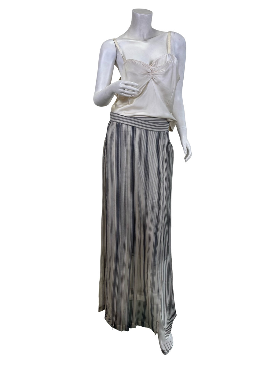Brunello Cucinelli Pleated Midi Skirt in Grey