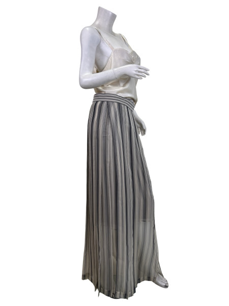 Brunello Cucinelli Pleated Midi Skirt in Grey