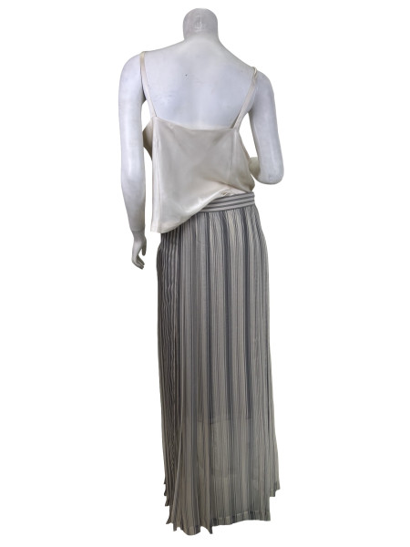 Brunello Cucinelli Pleated Midi Skirt in Grey