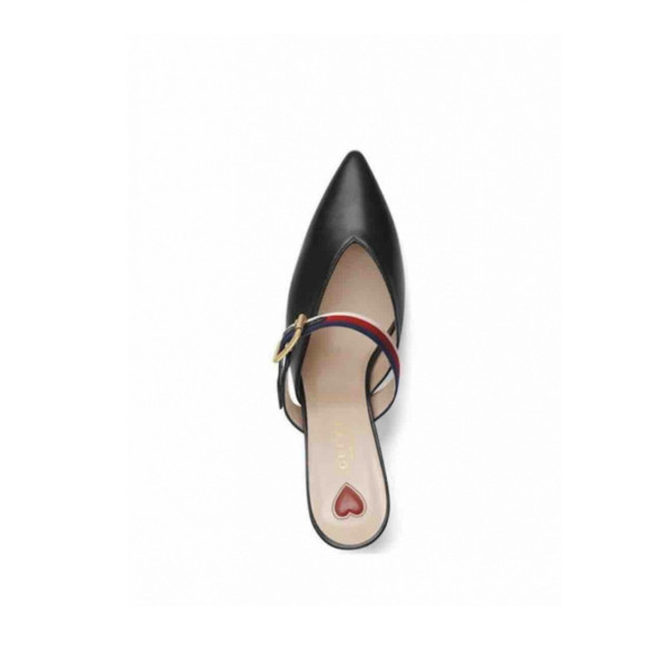 Gucci Gucci Web Mule With Bamboo Heel