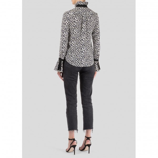 Starsica Leopard Print Trim Detail Blouse