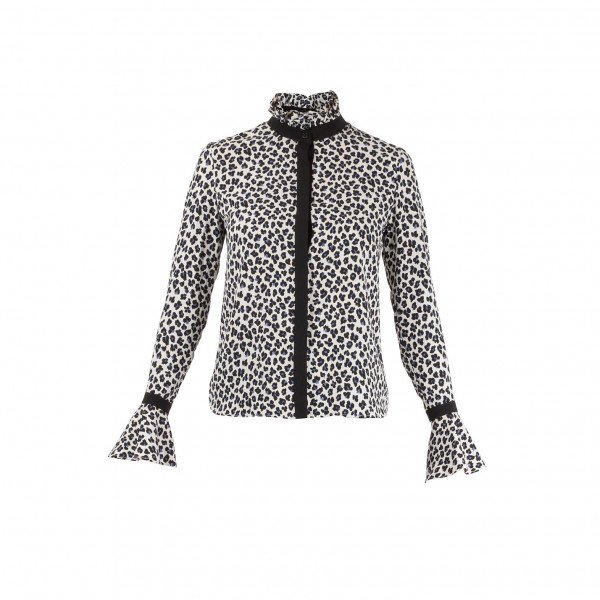 Starsica Leopard Print Trim Detail Blouse