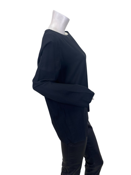 ETRO Black Long-Sleeve Silk Blouse