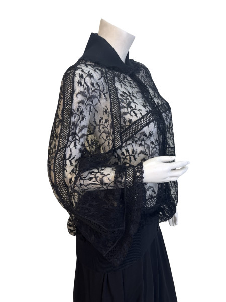 CHANEL Long Sleeve Black Lace Cardigan