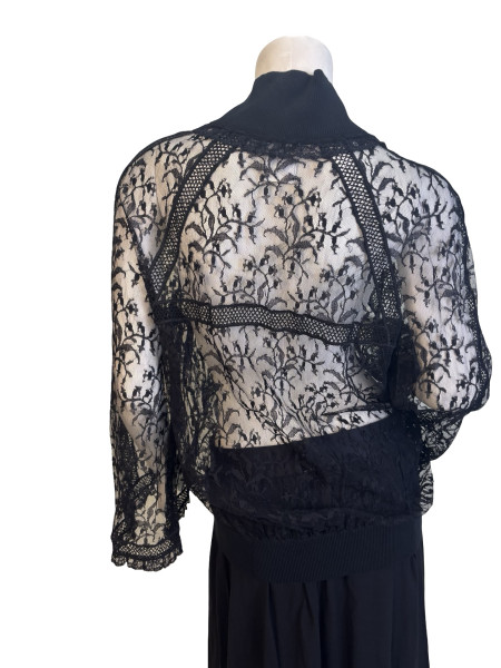 CHANEL Long Sleeve Black Lace Cardigan