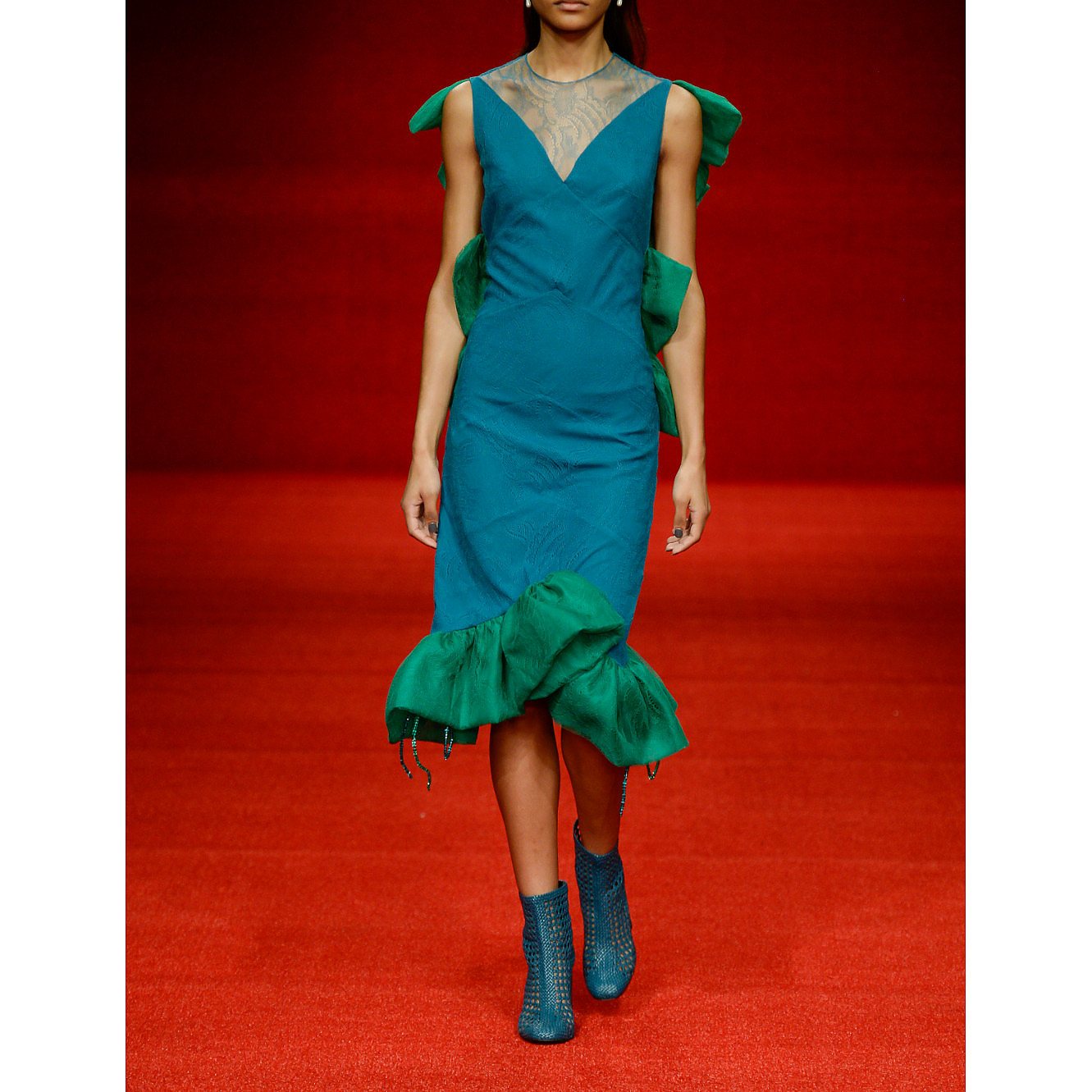 Emilio De La Morena Bi-Colour Lace Dress With Swarovski Detail