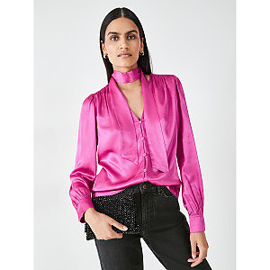 Rent Buy Hush Priscilla Satin Tie Blouse | MY WARDROBE HQ