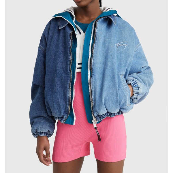 Tommy Hilfiger Recyled Denim Two-Tone Bomber Jacket