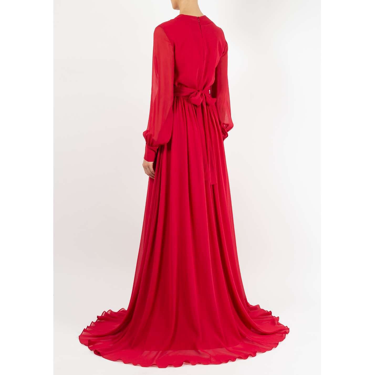 Dhela V-neck Silk Chiffon Gown