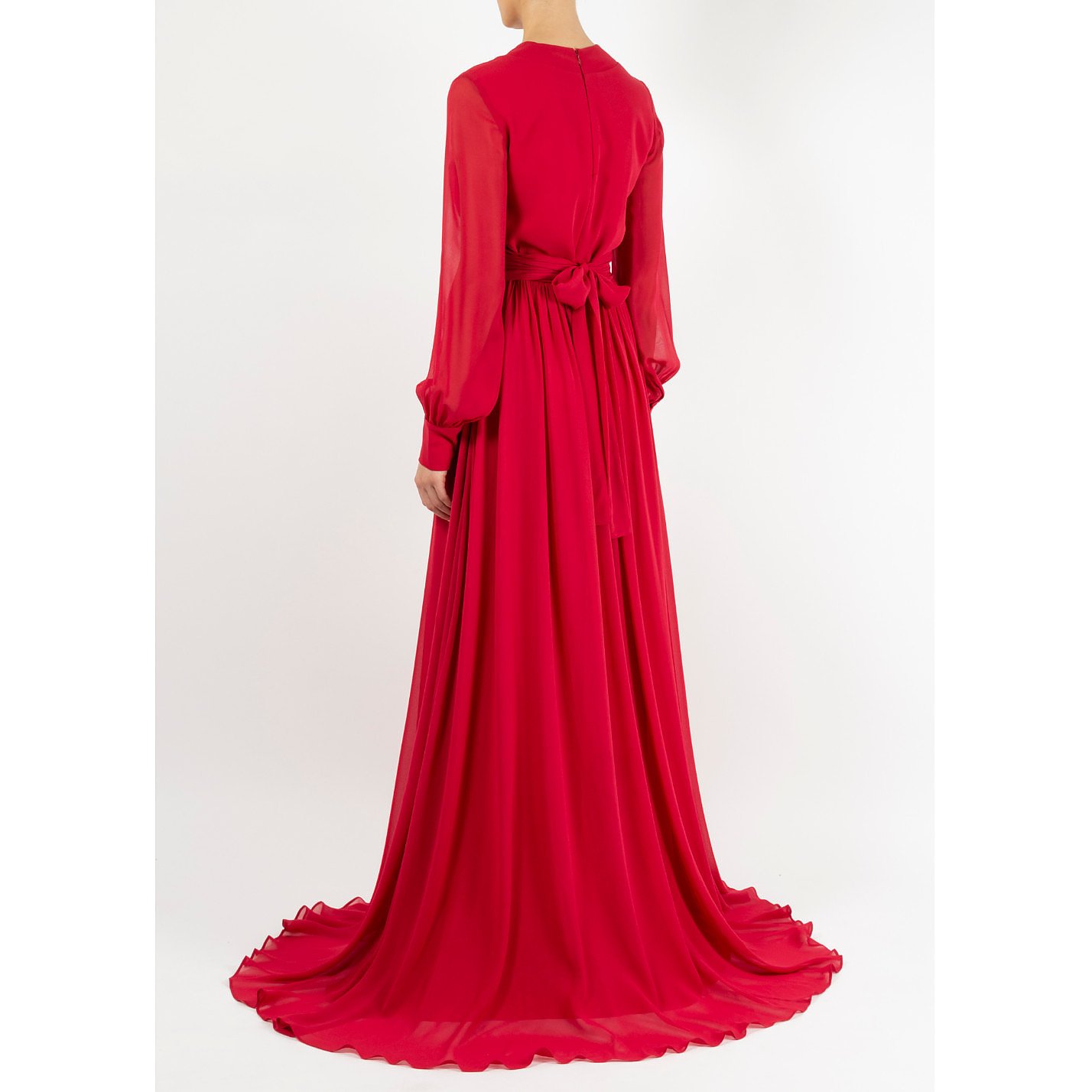 Dhela V-neck Silk Chiffon Gown