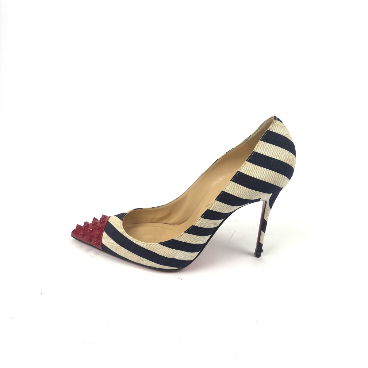 Christian Louboutin Striped Canvas Spike-Toe Pumps