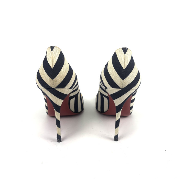 Christian Louboutin Striped Canvas Spike-Toe Pumps