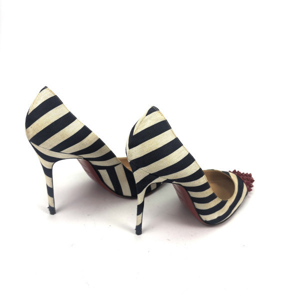 Christian Louboutin Striped Canvas Spike-Toe Pumps