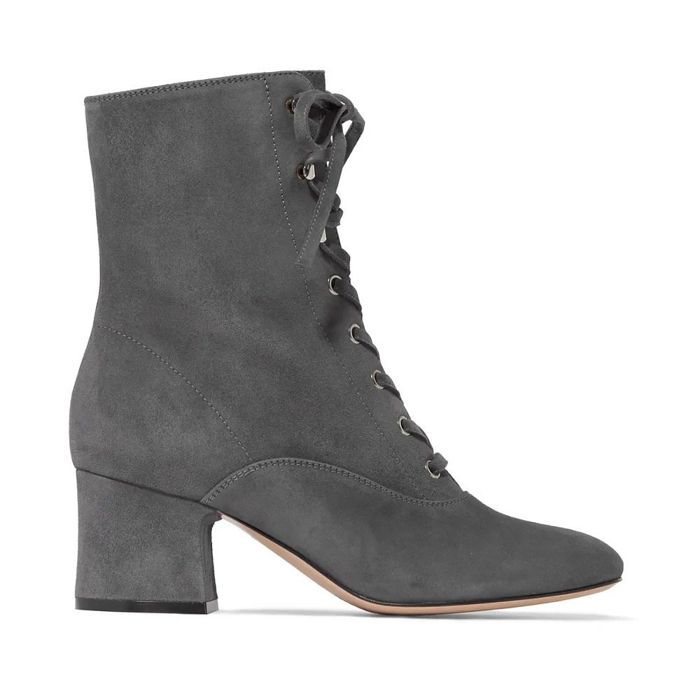 GIANVITO ROSSI 65 Lace-Up Suede Boots