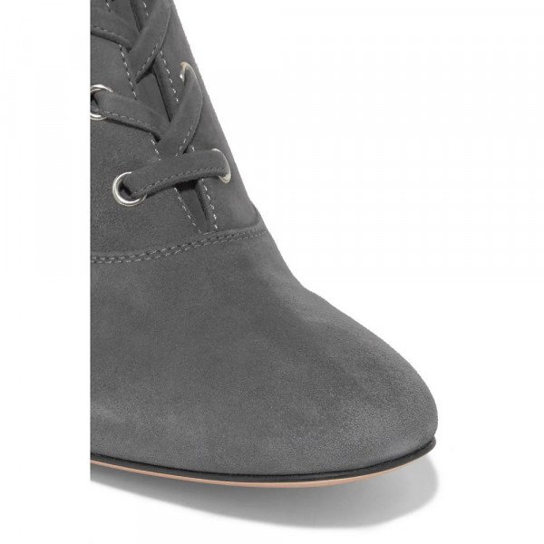 Grey suede lace up best sale ankle boots