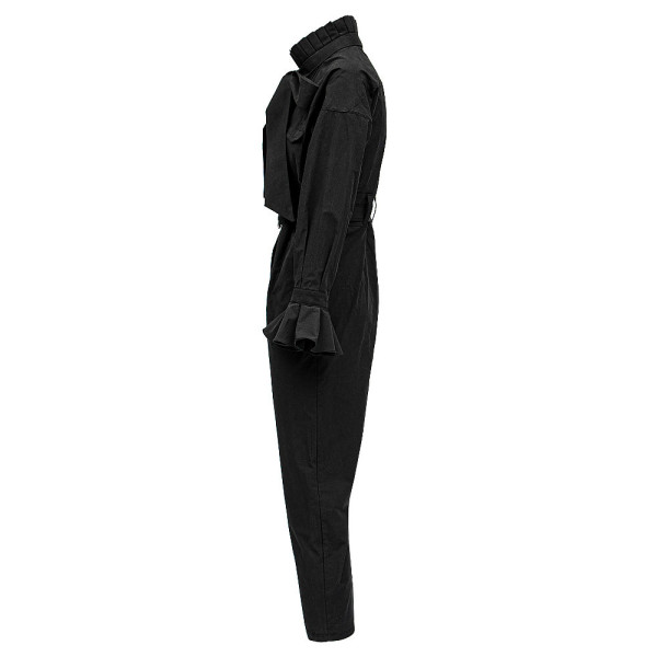 JU-NNA Chesney - Cotton Jumpsuit W/ Pleated Collar & Long Bow Tie