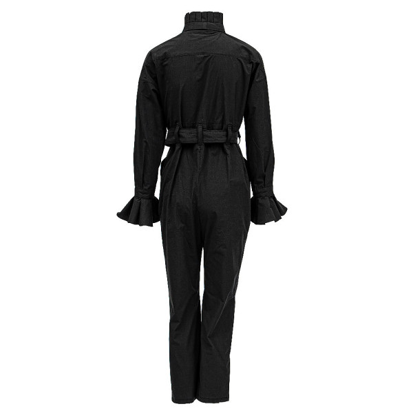 JU-NNA Chesney - Cotton Jumpsuit W/ Pleated Collar & Long Bow Tie