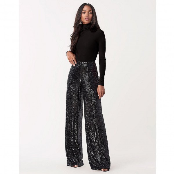 Diane von Furstenberg Rhiannon Sequin-Jersey Wide Leg Trousers