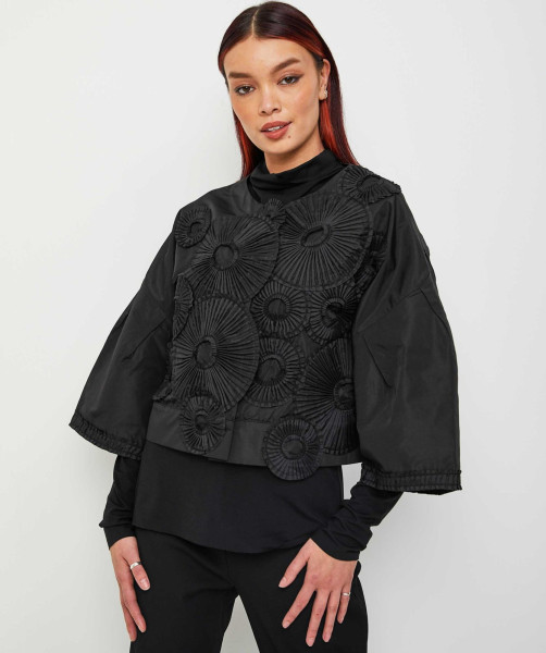 Bize CONTRAST CROPPED JACKET IN BLACK