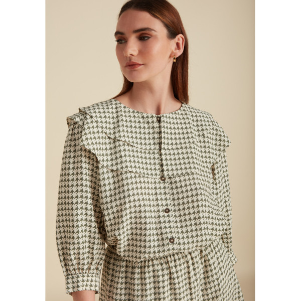 Lily and Lionel Keira Blouse Star Houndstooth Print