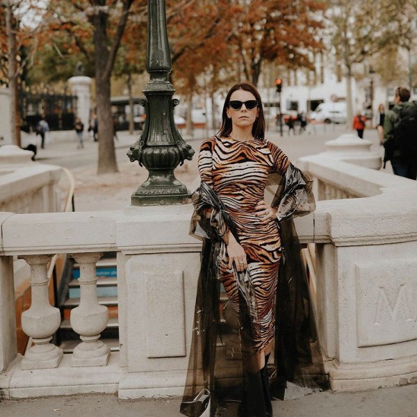 Ronny Kobo Noa Tiger Print Midi Dress