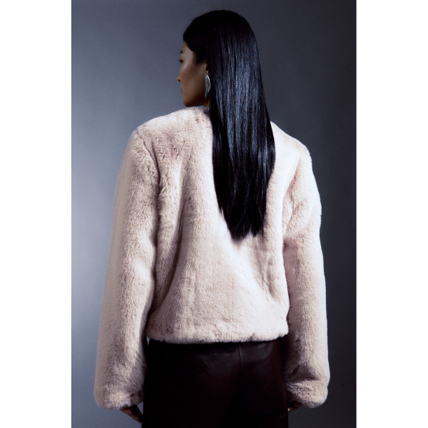 Karen Millen Faux Fur Collarless Jacket