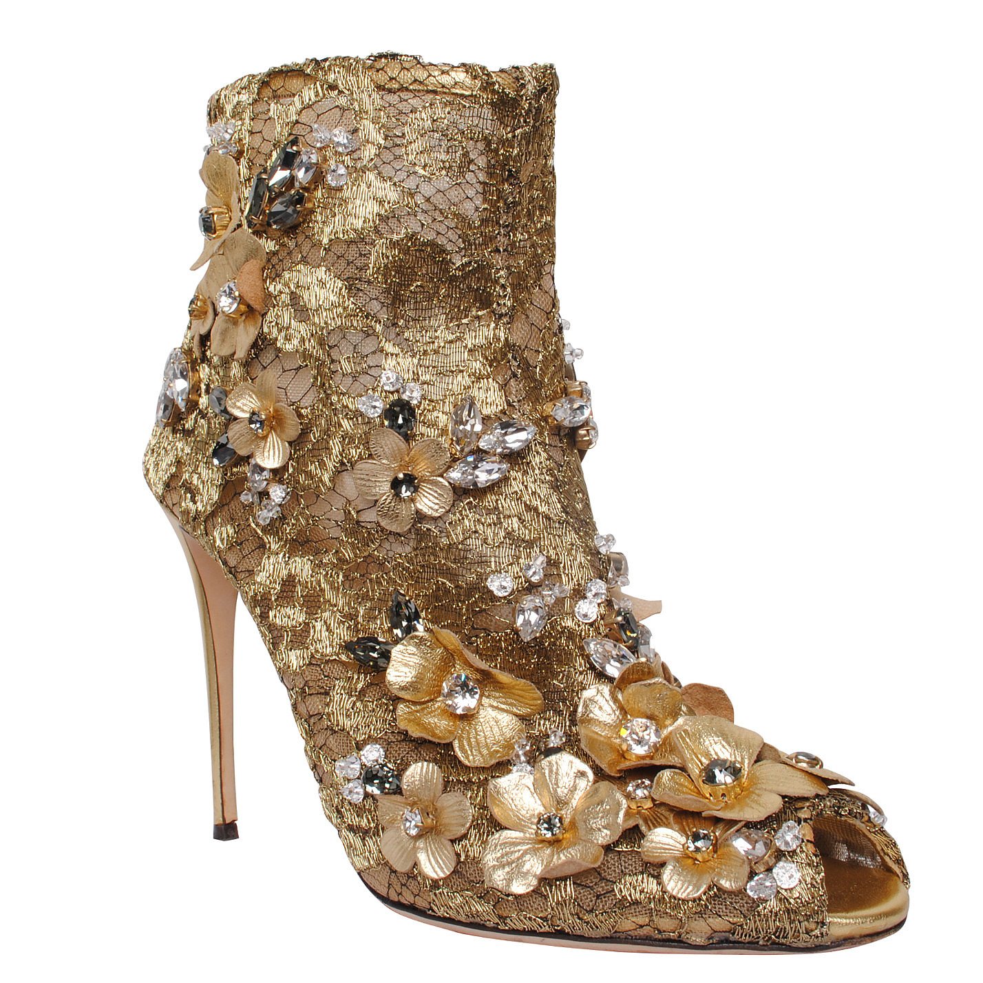 DOLCE & GABBANA Metallic Lace Ankle Boots
