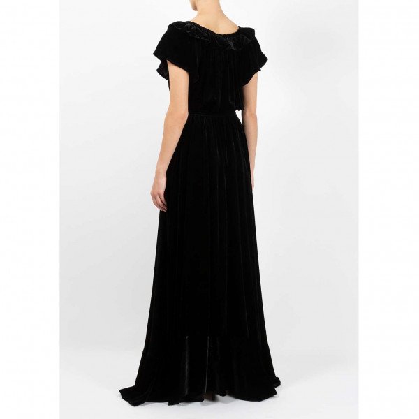 Dhela Ruffled Velvet Gown