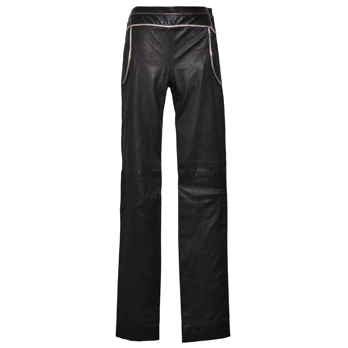 CHANEL Leather Trousers With Metallic Piping