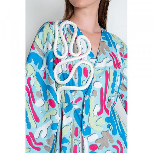 L'Mane Overlap Printed Coat Dress