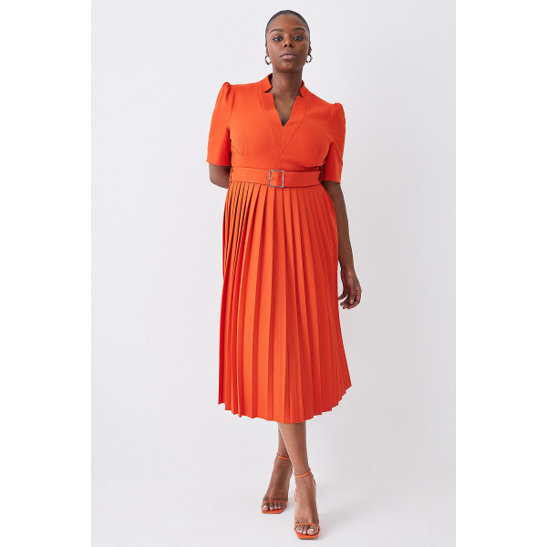 Karen Millen Plus Size Structured Crepe Forever Pleat Dress