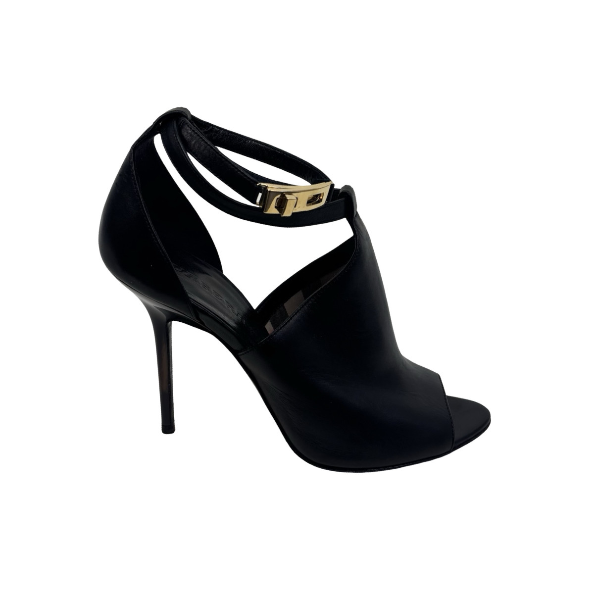 Burberry Ankle Strap High Heel Booties in Black