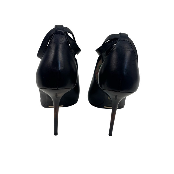 Burberry Ankle Strap High Heel Booties in Black