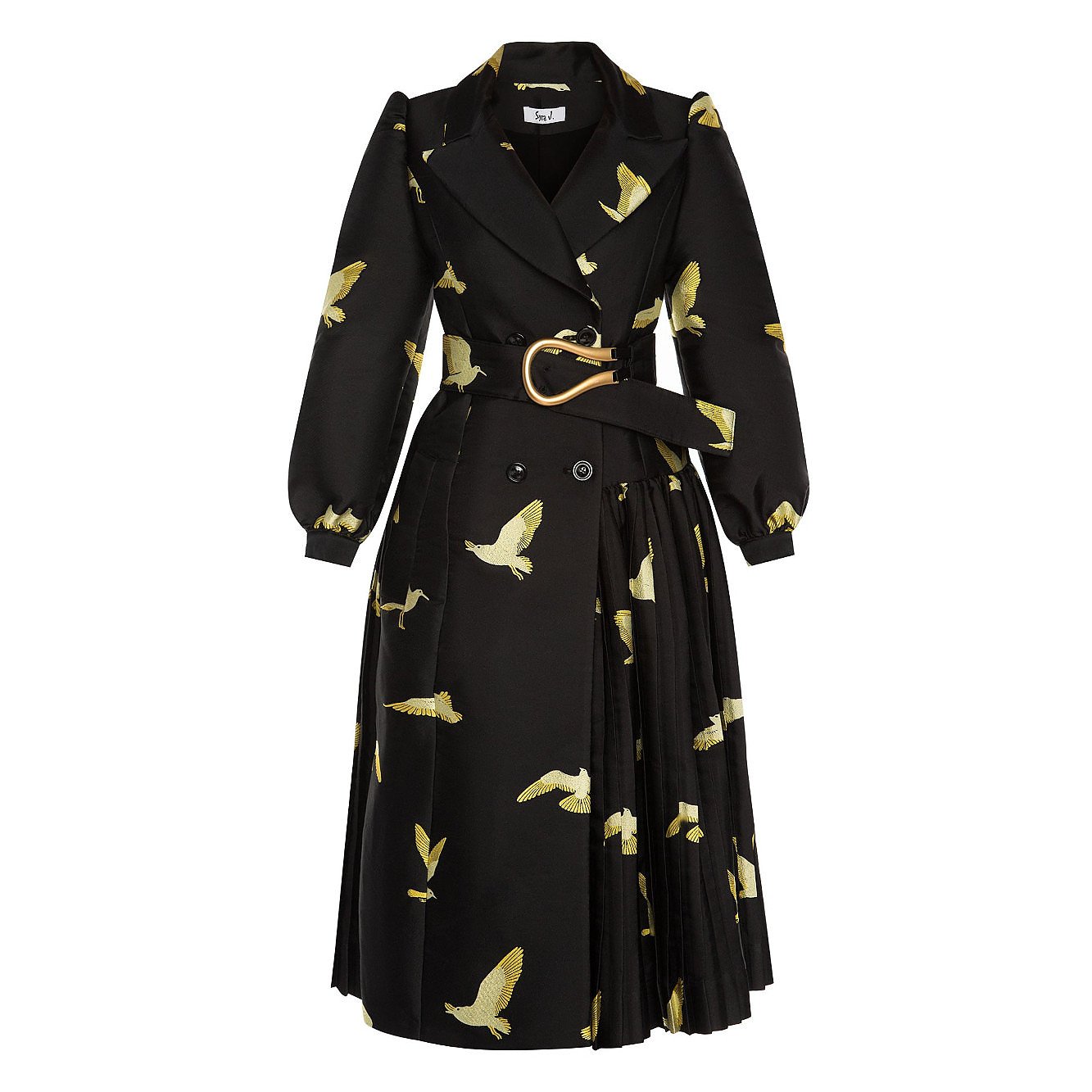 Syra J Bird Print Trench Coat