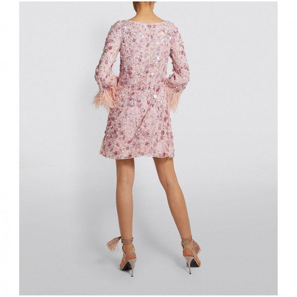 Jenny Packham Mini Feather-Trim Naomi Dress
