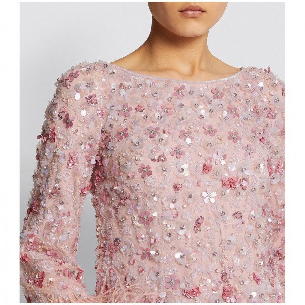 Jenny Packham Mini Feather-Trim Naomi Dress