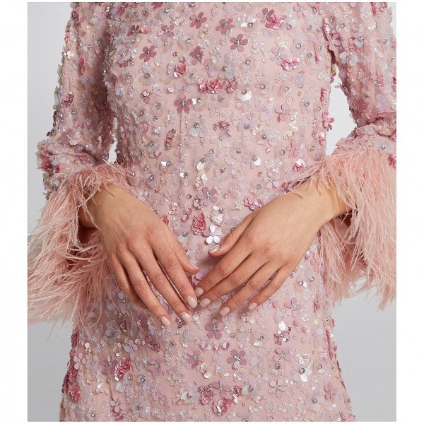 Jenny Packham Mini Feather-Trim Naomi Dress
